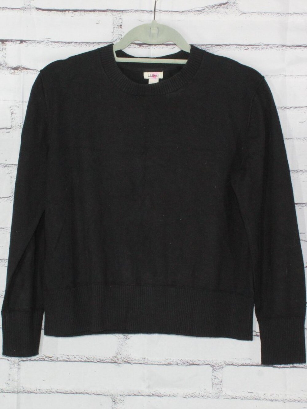 LL Bean Sweater Cotton Cashmere Crewneck Casual Capsule Black Size S Pet